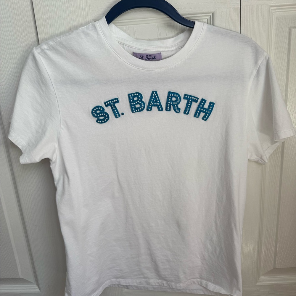 MC2 Saint Barth Pearl Embellished St. Barth Tee White Size Small